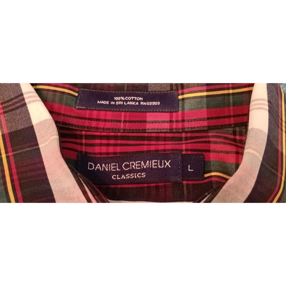 mens shirt size L Long Sleeve button up 90s y2k colorful plaid old money preppy - Picture 9 of 11